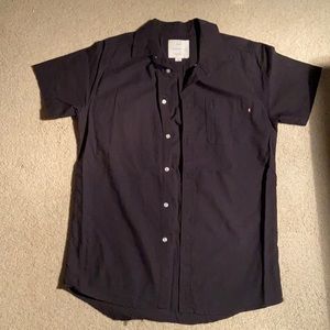 short sleeve black button down shirt